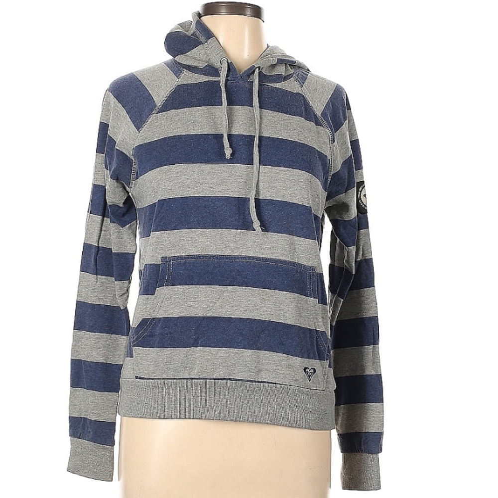 Roxy Striped Lightweight Terry Hoodie - Size Large